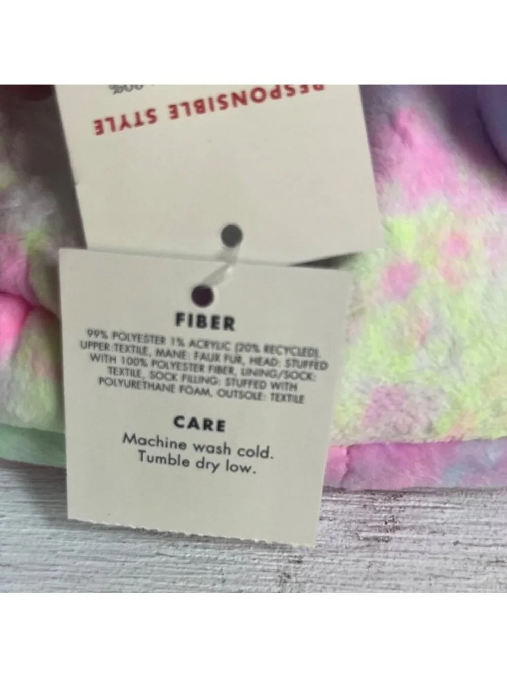 Cat & Jack Unicorn Slippers Plush Kids Size S 5-6 Multicolor New Faux Fur
